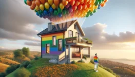 DALL·E 2024-05-29 22.11.46 - A realistic image of a single-story house on top of a green hill...webp